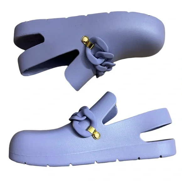 YOKI PURPLE HARRET CHAIN ACCENT SLING CLOGS - Picture 4 of 8